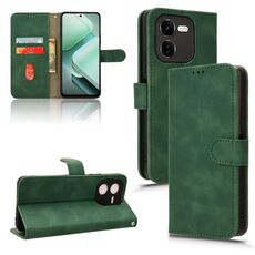 Custodia per telefono in pelle con vibrazione magnetica Skin Feel per vivo iQOO Z9X (verde)