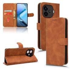 Per vivo iQOO Z9 Custodia per telefono in pelle con vibrazione magnetica Skin Feel (marrone)