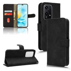 Per Honor 200 Lite Custodia per telefono in pelle con vibrazione magnetica Skin Feel (nera)