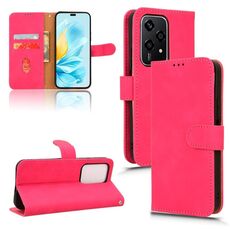 Custodia per telefono in pelle con vibrazione magnetica Skin Feel per Honor 200 Lite (rosa rossa)