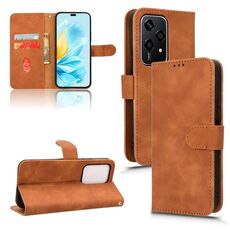 Per Honor 200 Lite Custodia per telefono in pelle con vibrazione magnetica Skin Feel (marrone)
