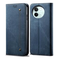 Per vivo V30E 5G Custodia per cellulare in pelle con texture denim globale (blu)