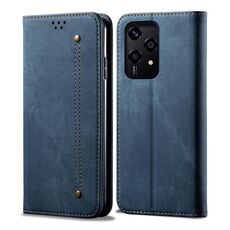 Custodia per cellulare in pelle flip con texture denim globale per Honor 200 Lite 5G (blu)