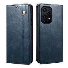 Custodia per telefono in pelle con texture Crazy Horse per Honor 200 Lite 5G Global Oil Wax (blu)
