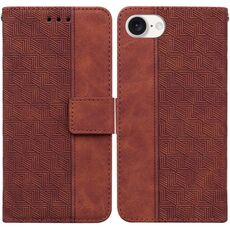 Custodia per telefono in pelle goffrata geometrica per iPhone SE 2024 (marrone)