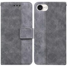 Custodia per telefono in pelle goffrata geometrica per iPhone SE 2024 (grigio)