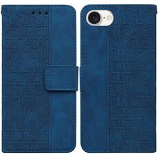 Custodia per telefono in pelle goffrata geometrica per iPhone SE 2024 (blu)