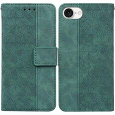 Custodia per telefono in pelle goffrata geometrica per iPhone SE 2024 (verde)