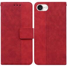 Custodia per telefono in pelle goffrata geometrica per iPhone SE 2024 (rossa)