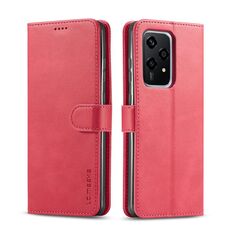 Custodia per telefono in pelle con texture di vitello Global LC.IMEEKE per Honor 200 Lite (rossa)