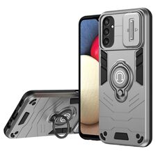 Custodia per telefono con supporto ad anello Camshield per Samsung Galaxy S24 5G (grigio)