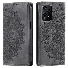 Custodia per telefono in pelle magnetica goffrata Totem per Honor 200 Lite (grigio)