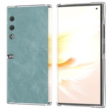 Custodia per telefono con bordo trasparente in pelle PU per borsa Honor V (azzurro)