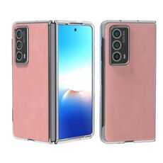 Custodia per telefono con bordo trasparente in pelle PU per Honor Magic Vs2 (rosa)