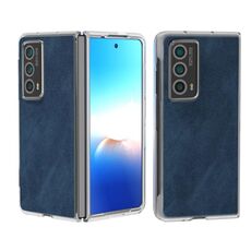 Custodia per telefono con bordo trasparente in pelle PU per Honor Magic Vs2 (blu)