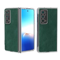 Custodia per telefono con bordo trasparente in pelle PU per Honor Magic Vs2 (verde)