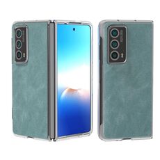 Custodia per telefono con bordo trasparente in pelle PU per Honor Magic Vs2 (azzurro)