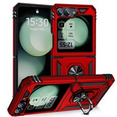 Per Samsung Galaxy Z Flip6 5G TPU antiurto + custodia per PC con supporto (rosso)