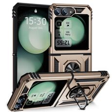Per Samsung Galaxy Z Flip6 5G TPU antiurto + custodia per PC con supporto (oro)