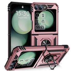 Per Samsung Galaxy Z Flip6 5G antiurto TPU + custodia per PC con supporto (oro rosa)