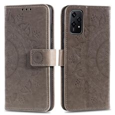 Custodia per telefono in pelle goffrata fiore Totem per Honor 200 Lite con cordino (grigio)