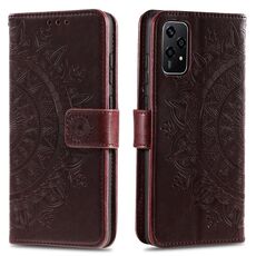Custodia per telefono in pelle goffrata fiore Totem per Honor 200 Lite con cordino (marrone)