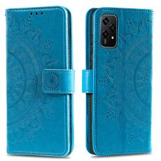 Custodia per telefono in pelle goffrata fiore Totem per Honor 200 Lite con cordino (blu)