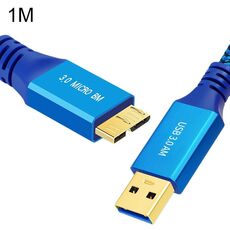 Cavo intrecciato USB 3.0 maschio a micro USB 3.0 maschio, lunghezza: 1 m (blu)