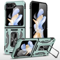 Per Samsung Galaxy Z Flip6 5G Armor PC + Custodia per telefono con protezione per fotocamera in TPU (verde alpino)