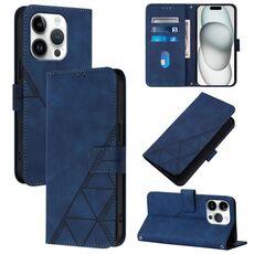 Custodia per telefono in pelle con custodia a tracolla in rilievo 3D per iPhone 16 Pro (blu)