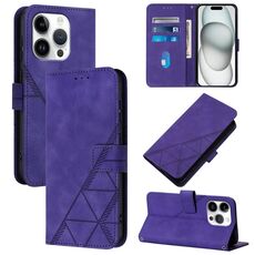 Custodia per telefono in pelle con custodia a tracolla in rilievo 3D per iPhone 16 Pro (viola)