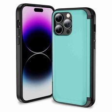 Custodia per telefono con supporto a vibrazione 3 in 1 per iPhone 15 Pro (ciano)
