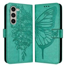 Custodia per telefono in pelle con farfalla goffrata per Samsung Galaxy Z Fold6 (verde)