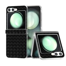 Per Samsung Galaxy Z Flip6 5G 3 in 1 Custodia per telefono in PU con telaio traslucido satinato con texture intrecciata (nero)