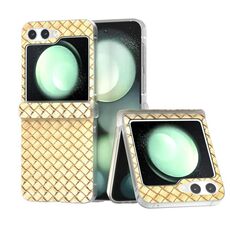 Per Samsung Galaxy Z Flip6 5G 3 in 1 Custodia per telefono in PU con struttura in tessuto traslucido satinato (Oro)