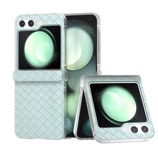 Per Samsung Galaxy Z Flip6 5G 3 in 1 Custodia per telefono in PU con cornice traslucida satinata con trama intrecciata (verde chiaro)