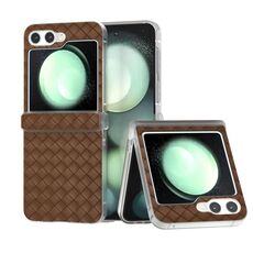Per Samsung Galaxy Z Flip6 5G 3 in 1 Custodia per telefono in PU con struttura in tessuto satinato traslucido (marrone)