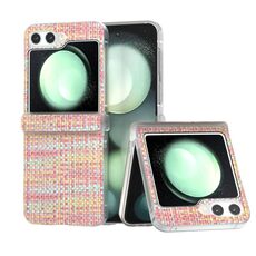 Per Samsung Galaxy Z Flip6 5G 3 in 1 Custodia per telefono PU con cornice traslucida glassata colorata con texture rombica (rosa)