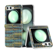 Per Samsung Galaxy Z Flip6 5G 3 in 1 Custodia per telefono in PU con cornice traslucida smerigliata colorata con texture rombica (Oro)