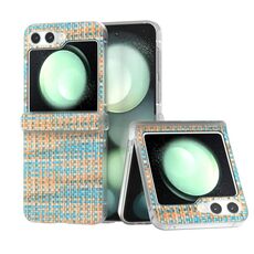 Per Samsung Galaxy Z Flip6 5G 3 in 1 Custodia per telefono in PU con cornice traslucida glassata con texture rombica colorata (blu)