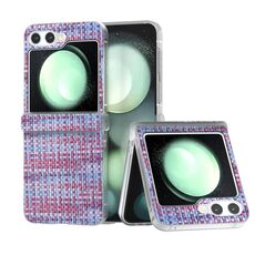 Per Samsung Galaxy Z Flip6 5G 3 in 1 Custodia per telefono in PU con cornice traslucida glassata con texture rombica colorata (viola)