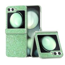 Custodia per telefono antiurto con vernice glitterata in polvere di diamante per Samsung Galaxy Z Flip6 (verde scuro)