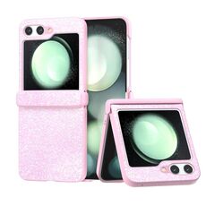 Custodia per telefono antiurto con vernice glitterata in polvere di diamante per Samsung Galaxy Z Flip6 (rosa glitterato)