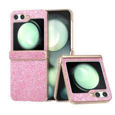 Per Samsung Galaxy Z Flip6 Custodia per telefono antiurto con vernice glitterata in polvere di diamante (viola rosa)