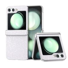 Per Samsung Galaxy Z Flip6 Custodia per telefono antiurto con vernice glitterata in polvere di diamante (bianca)