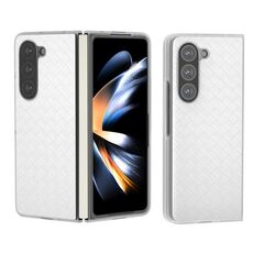 Per Samsung Galaxy Z Fold6 5G Custodia per telefono in PU con struttura in tessuto satinato e traslucido (bianca)
