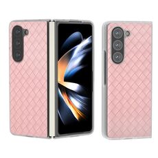 Per Samsung Galaxy Z Fold6 5G Custodia per telefono in PU con struttura in tessuto satinato e traslucido (rosa)