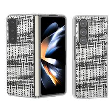 Per Samsung Galaxy Z Fold6 5G Custodia per telefono in PU con struttura colorata rombica satinata traslucida (nero bianco)