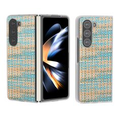 Per Samsung Galaxy Z Fold6 5G Custodia per telefono in PU con struttura colorata rombica satinata e traslucida (blu)