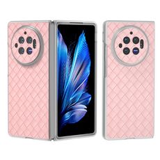 Custodia per telefono in PU con struttura traslucida satinata per vivo X Fold3 (rosa)